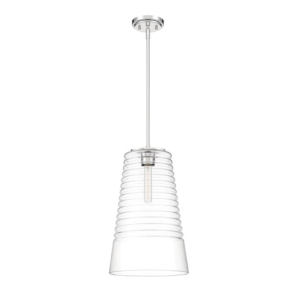 Designers Fountain Ingo 60 Watt 1 Light Polished Nickel Pendant with Clear Ribbed Glass Shade D230M-12P-PN - main